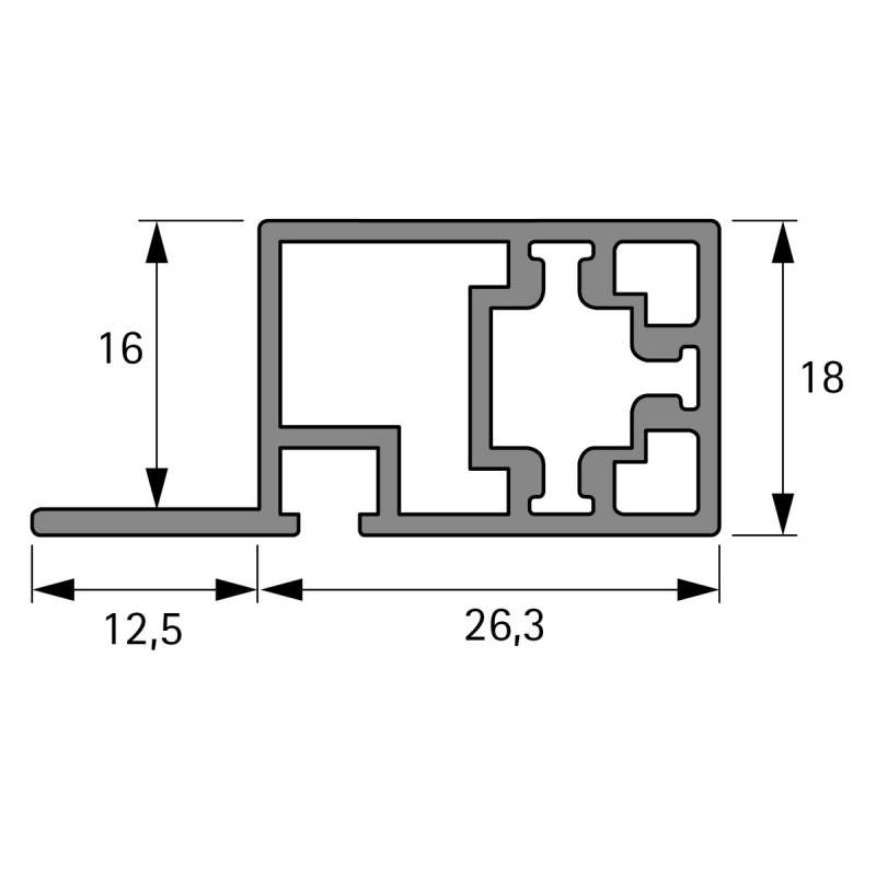 Cadro Profilé pour porte coulissante rentrante : partie haute