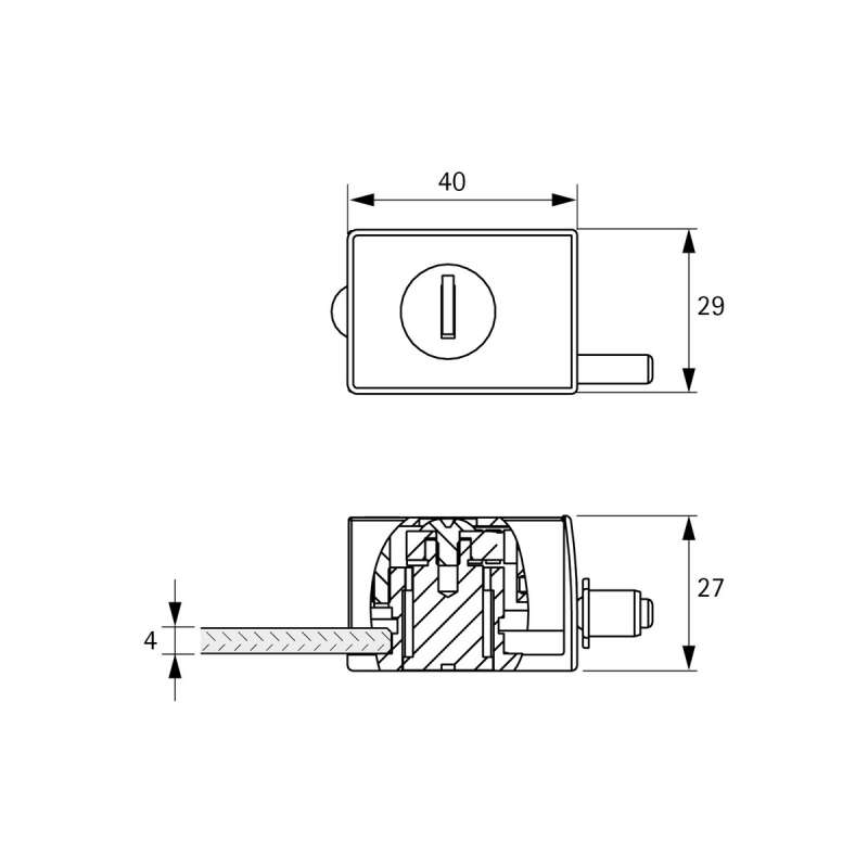 Cadro Vitrine Serrure pour porte en verre
